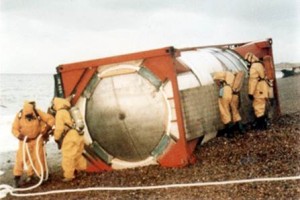 Local villages were evacuated when containers of ethyl acrylate came ashore in the UK after being washed overboard the cargo ship Nordic Pride