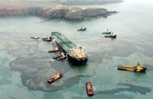 Salvage tugs attending the Sea Empress off Milford Haven in February 1996