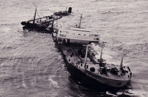 The Torrey Canyon on the rocks off Land's End in 1967