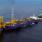 Oil tanker loading from an FPSO off Angola